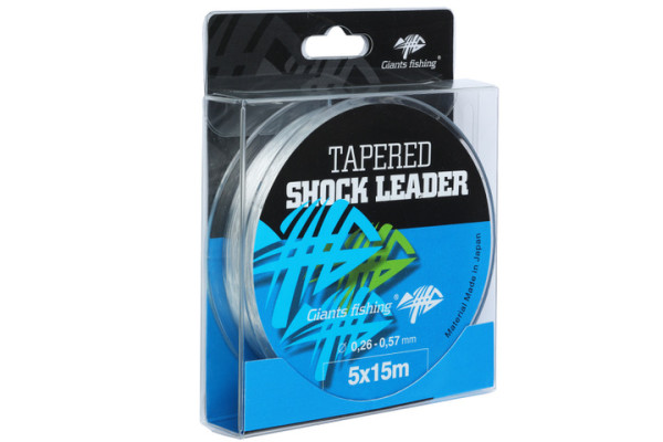 Giants fishing Ujímaný šokový vlasec Tapered Shock Leader 5 x 15 m / 0,26 - 0,57 mm
