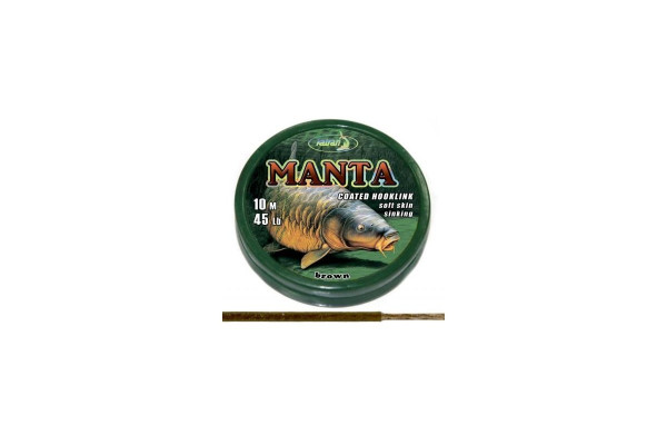 Katran Ztužená návazcová šňůrka Coated braided hook links MANTA GREEN 45lb 10m