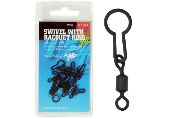 Giants fishing Obratlík Swivel with Racquet ring, UK.4 (vel.8 EU)/10ks