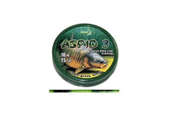 Katran Ztužená návazcová šňůrka Coated braided hook links ASPID 3 15lb 10m