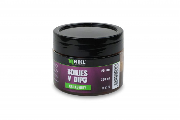 Nikl Boilies v dipu Krill Berry - 20mm, 250g