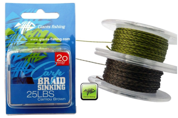 Giants fishing Návazcová šňůrka Carp Braid Sinking 35lbs/20m Camou Brown