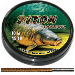 Katran Šňůra s olověným jádrem Lead core PITON camo brown black 45lb 10m