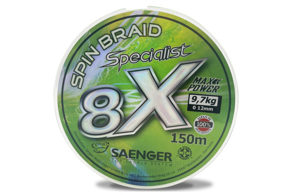 Saenger šňůra 8 X Specialist Spin Braid 150 m 0,16 mm zelená