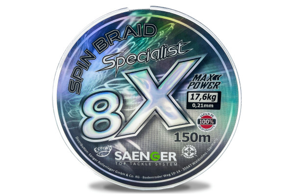 Saenger šňůra 8 X Specialist Spin Braid 150 m 0,16 mm černá