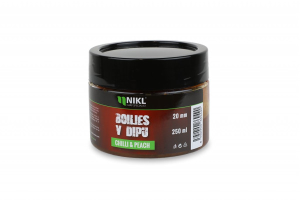 Nikl Boilies v dipu Chilli & Peach - 20mm, 250g