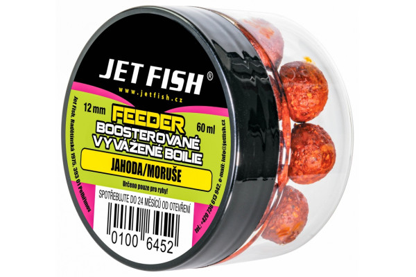 Feeder Boosterované vyvážené boilie 60ml-12mm : JAHODA / MORUŠE