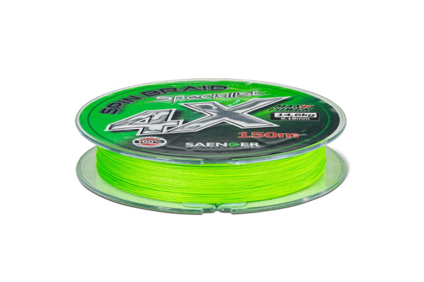 Saenger šňůra Specialist Spin Braid 4X 0,12mm 9,4kg 150m Fluo Green