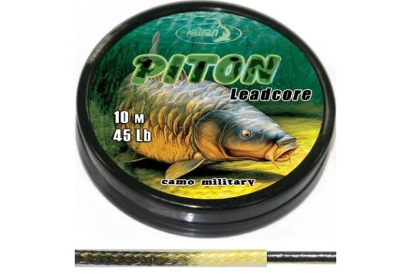 Katran Šňůra s olověným jádrem Lead core PITON camouflage millitary 45lb 10m