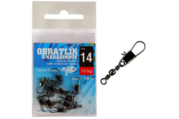 Giants fishing Obratlík s karabinkou Barrel Swivel with Interlock Snap no.8/14kg/10ks