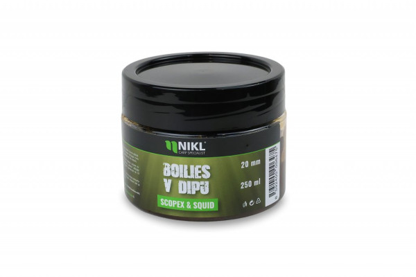 Nikl Boilies v dipu Scopex & Squid - 20mm, 250g