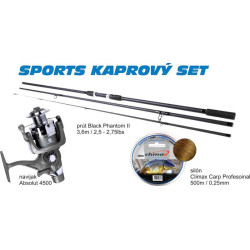 Kaprový SET - Prut 3,6m+Naviják,Silon