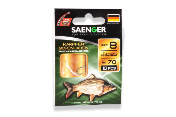 Saenger Návazec na kapry bezprotihrotý Karpfen Schonhaken vel. 6, 10 ks/bal