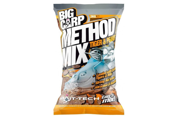 Bait-Tech krmítková směs Big Carp Method Mix Tiger & Peanut 2 kg