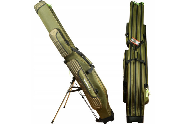 Mistrall pouzdro na pruty se stojanem 3 komory 160cm khaki